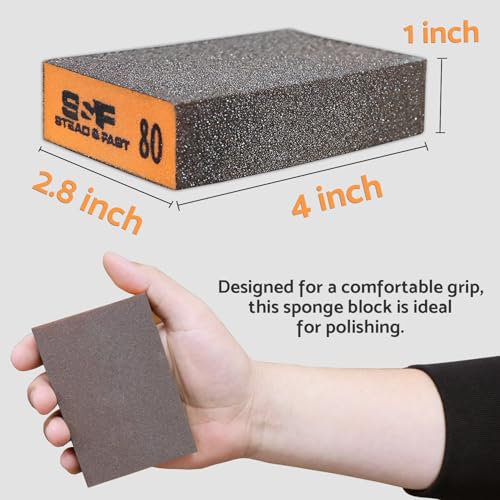 S&F STEAD & FAST Sanding Sponge 60 80 120 220 Grit 4 Pcs with 2 Emery Board