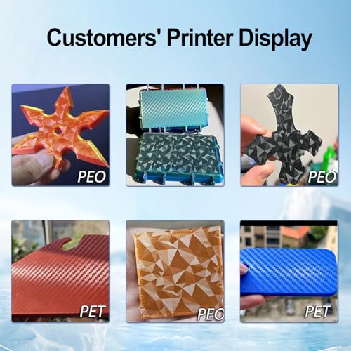 PEO+PET Build Plate for Adventurer AD5X/5M/5M Pro, Smooth Diamond+Carbon Fiber Spring Steel Flexible Platform for Neptune 3 Pro/4, Kobra, Ender 3/3 Pro/3S1/3 v2, CR 20/CR 20 Pro, Ender 5/5 Pro - size: 235x235mm