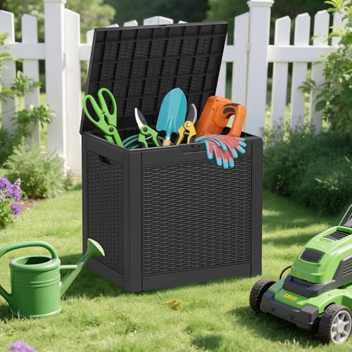 Outdoor Storage Waterproof Deck Box for Patio (30 Gallon, Black) - color: Black, size: 30 Gallon