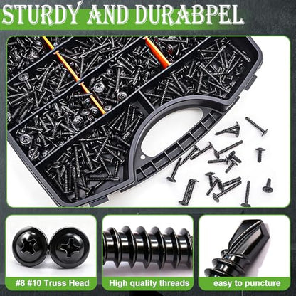 mxuteuk #8#10 Black Self Tapping Screws for Metal,410 Stainless Steel - size: BK 1220PCS #8 #10 Kit