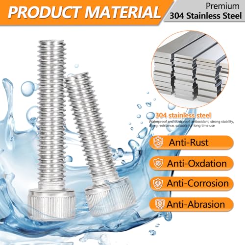 448 Pcs M5 M6 M8 Hex Socket Head Cap Screws Kit, 16/20/30/40mm Metric Bolts - size: M5/M6/M8 - 16/20/30/40mm