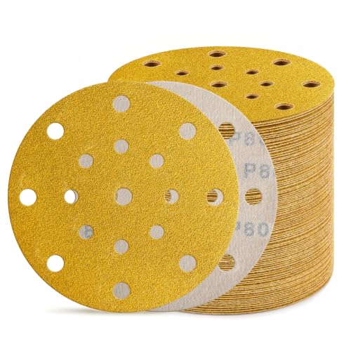 80Pcs 6 Inch Sanding Discs Assortment, Hook and Loop Orbital Sandpaper - style: MixGrit-80Pcs