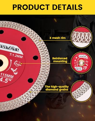 Casaverde 4.5" Super Thin Diamond Tile Blade with 3/8" Arbor - size: 115mm