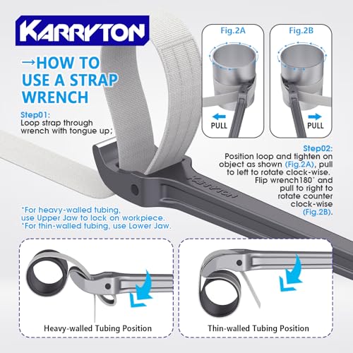 18 Inch Strap Wrench, Aluminum Handle w/ 48" Long Nylon Strap