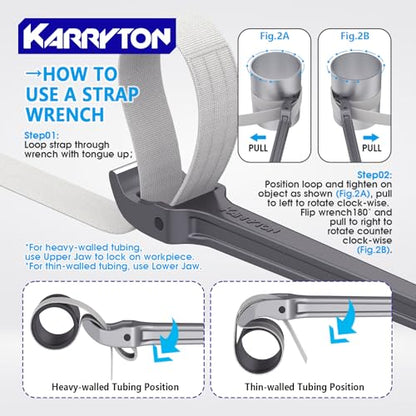 18 Inch Strap Wrench, Aluminum Handle w/ 48" Long Nylon Strap