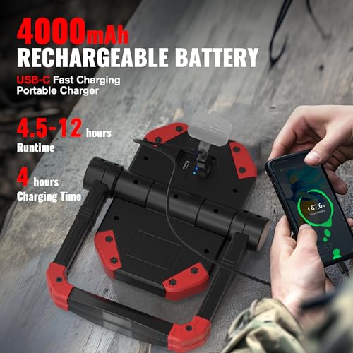 Adelante Rechargeable Work Lights, 2500LM, Magnetic Base, 360° Stand