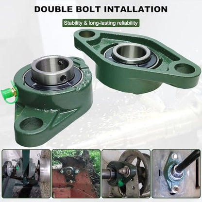 2 Pack UCFL204-12 Pillow Block Bearing, Flange Mount Ball Bearing Unit, 3/4 in Bore, 2-Bolt Flange, Self Aligning Cast Iron Housing, Set Screw Locking Style Flange Pillow Block Bearing - style: UCFL204-12