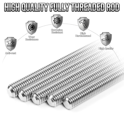 5Pcs Fully Threaded Rod & Studs, M2 x 150mm Long Threaded Screw, 0.4mm Thread Pitch, 304 Stainless Steel Right Hand Thread Bar Studs for Furniture Machinery Assembly - size: M2 x 150mm
