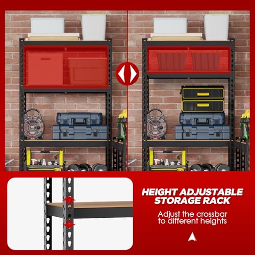 BestOffice 5 Tier Storage Shelves Adjustable Garage Shelves 15.7" D x 35.4" W x 72" H Heavy Duty Garage Shelving with Premium Materials MDF Boards for Kitchen Basement Warehouse Pantry - size: 36"W x 16"D x 72"H
