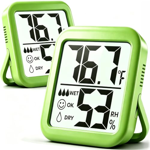 Antonki 2 Pack Room Thermometer Indoor Hygrometer - color: 2 Pcs* Natural Green