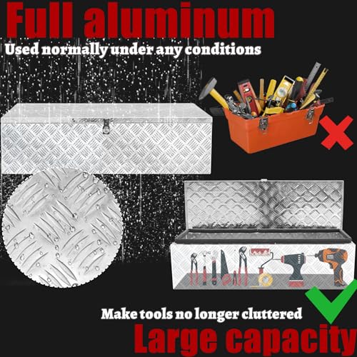 39x13x11 Inch Heavy Duty Pickup Storage Box Diamond Plate Portable Toolboxes Aluminum Underbody Truck Tool Box with Buckle Lock and Keys Suitable for Truck Bed Pickup RV Trailer - size: 39" L x13" W x11" H