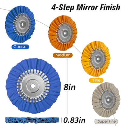 9PCS Aluminum Polishing Kit,Buffing Wheel with Solid One-Piece Hub - size: 9PCS Complete Set