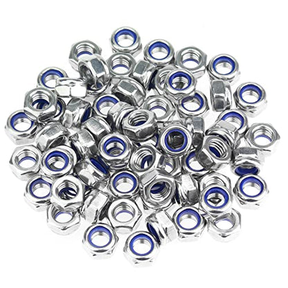 HELIFOUNER 100 Pieces M3 x 0.5mm Nylon Insert Hex Lock Nuts, 304 Stainless Steel (18-8) Locknuts, Coarse Thread - size: ‎M3 x 0.5mm (100 PCS)