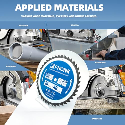 10-inch 40T Circular Saw Blade, 5/8-inch Shaft, Made of Hard Alloy Material, Suitable for Cutting Wood, Copper, Plastic, PVC, Acrylic, and Aluminum Strips.