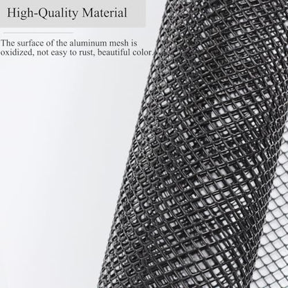 Universal Car Grill Mesh 40" x 13", Black-Painted Aluminum Alloy Automotive Grille Insert, Multifunctional Grille Mesh Roll (black, 6x12mm Rhombic Hole)