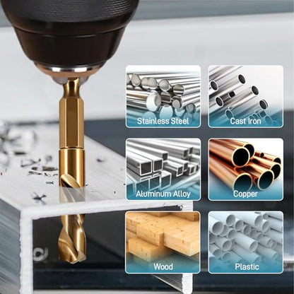 7Pcs Cobalt Stubby Drill Bit Set M35 HSS 1/4" Hex Shank 3/32"-3/8"
