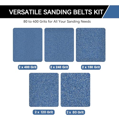 2x72 Inch Grinding Belts 10 Pcs 5 Grits Sizes (2 Each of 80/120/150/240/400 Grits) Heavy Duty Belt Sander Zirconia Sanding Belt Sander Paper for Wood, Metal, Stainless Steel, and Furniture - size: 2x72 inch