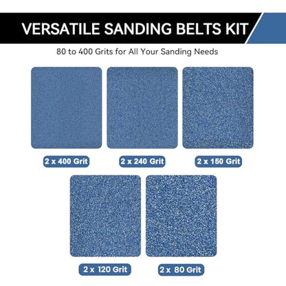 2x72 Inch Grinding Belts 10 Pcs 5 Grits Sizes (2 Each of 80/120/150/240/400 Grits) Heavy Duty Belt Sander Zirconia Sanding Belt Sander Paper for Wood, Metal, Stainless Steel, and Furniture - size: 2x72 inch