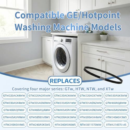 WH01X27538 Washer Drive Belt Replacement for GE/Hotpoint Washing Machines Parts AP6328256, PS12299369, 4587903, 290D1101P005, Industrial V-Belt Washer Motor Replacement Accessories (1 Pack) (darkish) - color: darkish