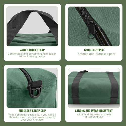 Small Tool Bag, Close Top Wide Mouth Tool Organizer Bag, Large Tool Bags - color: DarkGreen, size: 18 Inch