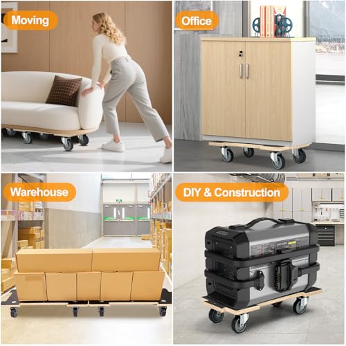 1100LB Heavy Duty Moving Dolly Cart - 2 Pack with 3" TPR Wheels- Spliceable - size: Spliceable(2 Pack)