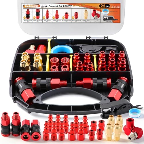 25 PCS 1/4" NPT Universal Air Coupler & Plug Kit Aluminium Alloy - size: Aluminum alloy
