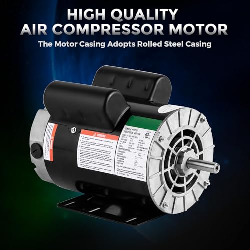 Garvee 5 HP SPL Air Compressor Motor, 3450RPM 184T Frame Electric Motor, 230V, 1.88" Shaft Length, 7/8" Keyed Shaft, Dual CW/CCW Rotation for Air Compressor General Purpose Equipment - size: 5HP 7/8" Shaft