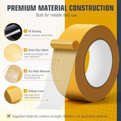 Waterproof Strong Grid Double-Sided Tape, 788 * 1.97In | Adhesive Double-Sided Mesh