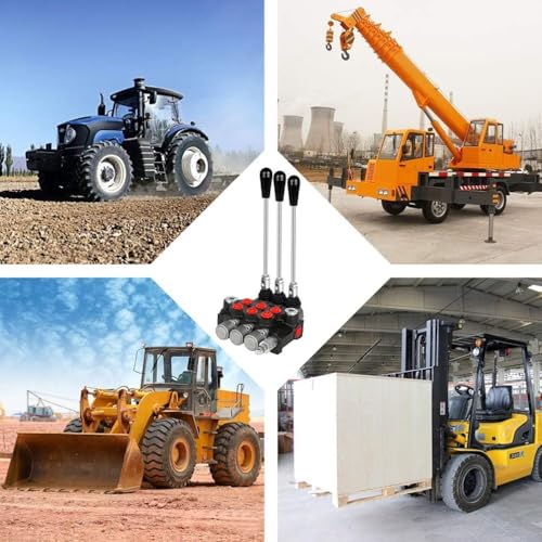 Hydraulic Flow Control Valve, 3 Spool 11 GPM G Ports Hydraulic Directional Control Valves Adjustable Relief Double Acting Parallel Center Tractor Loader W/Small Tractors/Tanks Loaders Log Splitters - size: 3 Spool 11 GPM