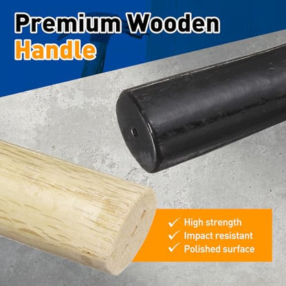 HARFINGTON 2pcs Wood Sledge Hammer Handle 10.2" Hammer Wooden Replacement Handles with Round Wedges for 3lb Round Octagonal Head Decking Framing Carpentry Construction DIY Sledge Axe Tools
