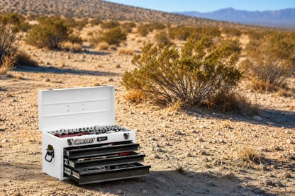 Boxo USA Hand Carry Tool Box 3-Drawer Heavy Duty Steel Toolbox with Lock System (White) - color: White