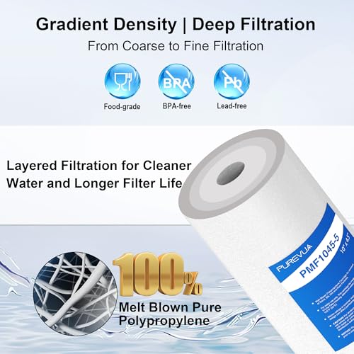 10" x 4.5" Whole House Sediment Water Filter 5 Micron, 4 Pack