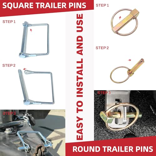 AMUNOK 279Pcs Heavy Duty Carbon Steel Pin Assortment, Hitch Lock & R-Clip - size: 18 Sizes