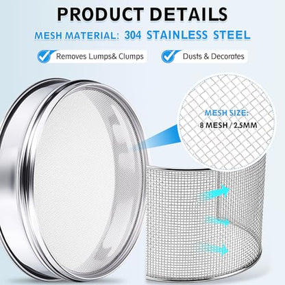 PATIKIL Lab Sieve 8 Mesh(2.5mm) 3.9"(10cm) Diameter Sifting Screen - size: 8 Mesh(2.5mm)/3.9"