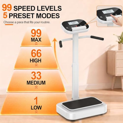 Vibration Plate with Handles for Lymphatic Drainage,Low-Impact Workouts - color: white