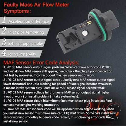 Mass air Flow Sensor Meter Compatible with Chevrolet Cruze 1.6L 17-19; Sonic 1.4L 12-20; Trax 1.4L 13-20 & Buick Encore 1.4L 13-20; Verano 2.4L 12-17 & More Replace OE 0280218419 SU15245