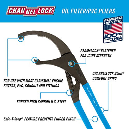 Channellock Oil Filter Plier 215 - Adjustable Slip-Joint, 5-1/2 In Max Dia - 15-Inch - size: 15 inch