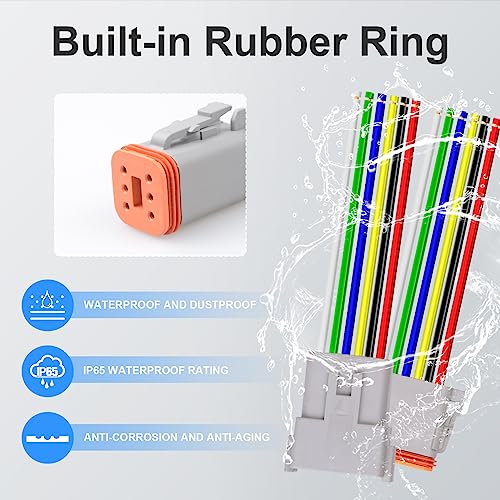 Exqutoo 4Pack 8-Pin DT Connector Male and Female Wire Connectors - size: 8-pin/4pack