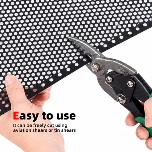 AggAuto Black Perforated Metal Sheets 47" x 23" 4mm Round Hole 2Pcs