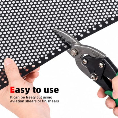 AggAuto Black Perforated Metal Sheets 47" x 23" 4mm Round Hole 2Pcs