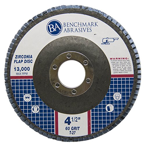 Benchmark Abrasives 4.5" Premium Zirconia Type 27 Flap Discs Grinding Wheels for Sanding Stock Rust Removal Finishing Grinding Deburring Stainless Steel, 7/8" Arbor (10 Pack) - 60 Grit - style: 60 Grit