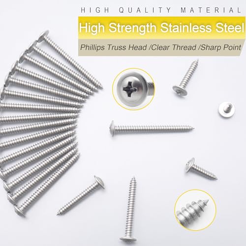 JEGONFRI 200PCS #8 x 3/4" 410 Stainless Steel Self Tapping Wood Screws - size: #8 x 3/4" Single, style: Self-tapping - Truss