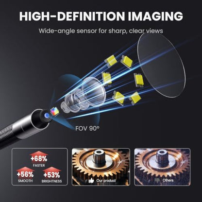 Ralcam 360° Articulating Borescope, 6.2mm/0.24in Slim Probe - size: 10FT