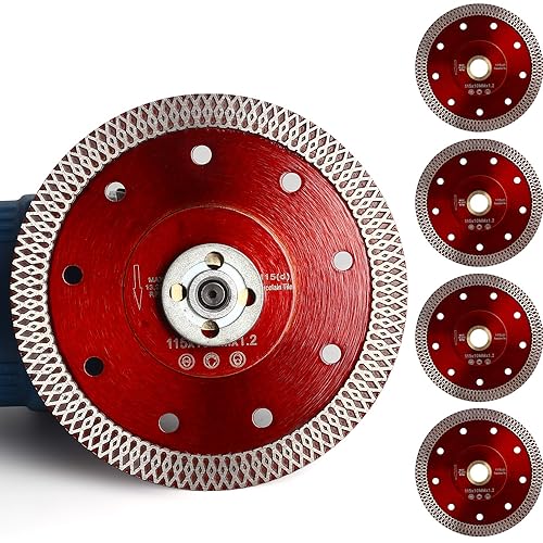 YIJING 5Pcs/Box 4.5" Tile Saw Blade Super Thin Diamond Blade for Dry or Wet Cutting Porcelain Tile Stone (4.5“-5pc) - size: 4.5“-5pc