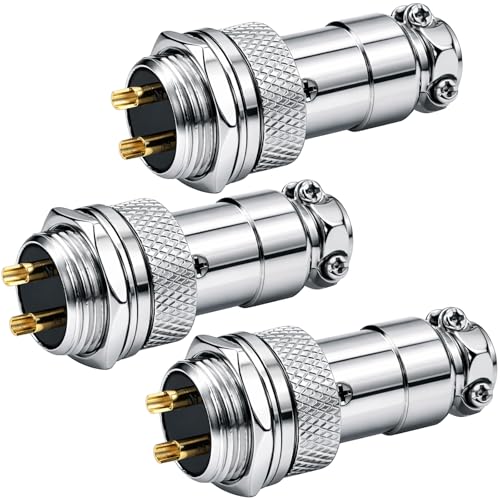 GX16 2 Pin Aviation Connector Plug, 16mm Mounting Hole, 7A 125V Male Female Aviation Plug, Industrial Electrical Connector for Aviation High Speed Rail Ship Equipment, Pack of 3 - size: 16-2P