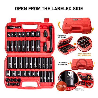 3/8" Drive 48Pc Impact Socket Set SAE/Metric Fits Various Wrenches - size: 3/8" Socket Set
