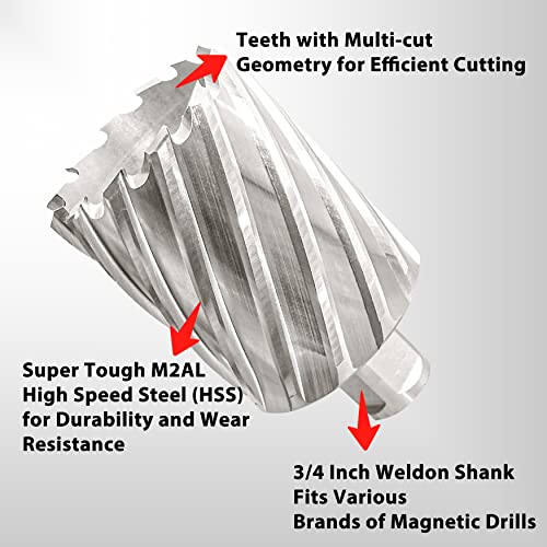 S&F STEAD & FAST Mag Drill Bit with Pilot Pin, 2" x 2" DOC, Annular Cutter - size: 2" x 2"