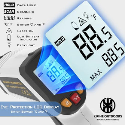 KNINE OUTDOORS Infrared Thermometer Gun, -58℉ to 1112℉ - color: White