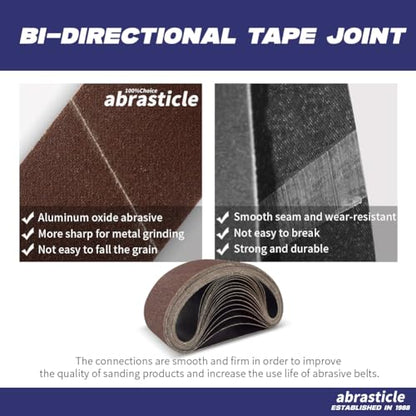 18 Pcs 3 x 24 Inch Assorted Aluminum Oxide Sanding Belt - 60/80/120/150/240/400 Grit - size: 3x24(18pcs)