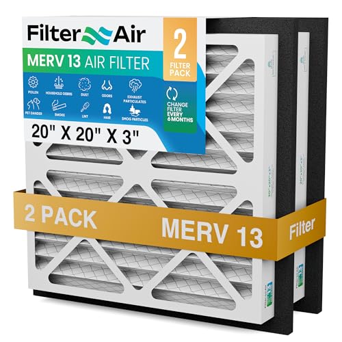 Filter X Air-20x20x3 MERV 13 Pleated Air filters with Black Sealing Gasket (2pcs), Replacement-Compatible with Zephyr VGF Series Whole House Return Grille Filter Home Air Filter 20”x20”x3” - size: 20" x 20" x 3"